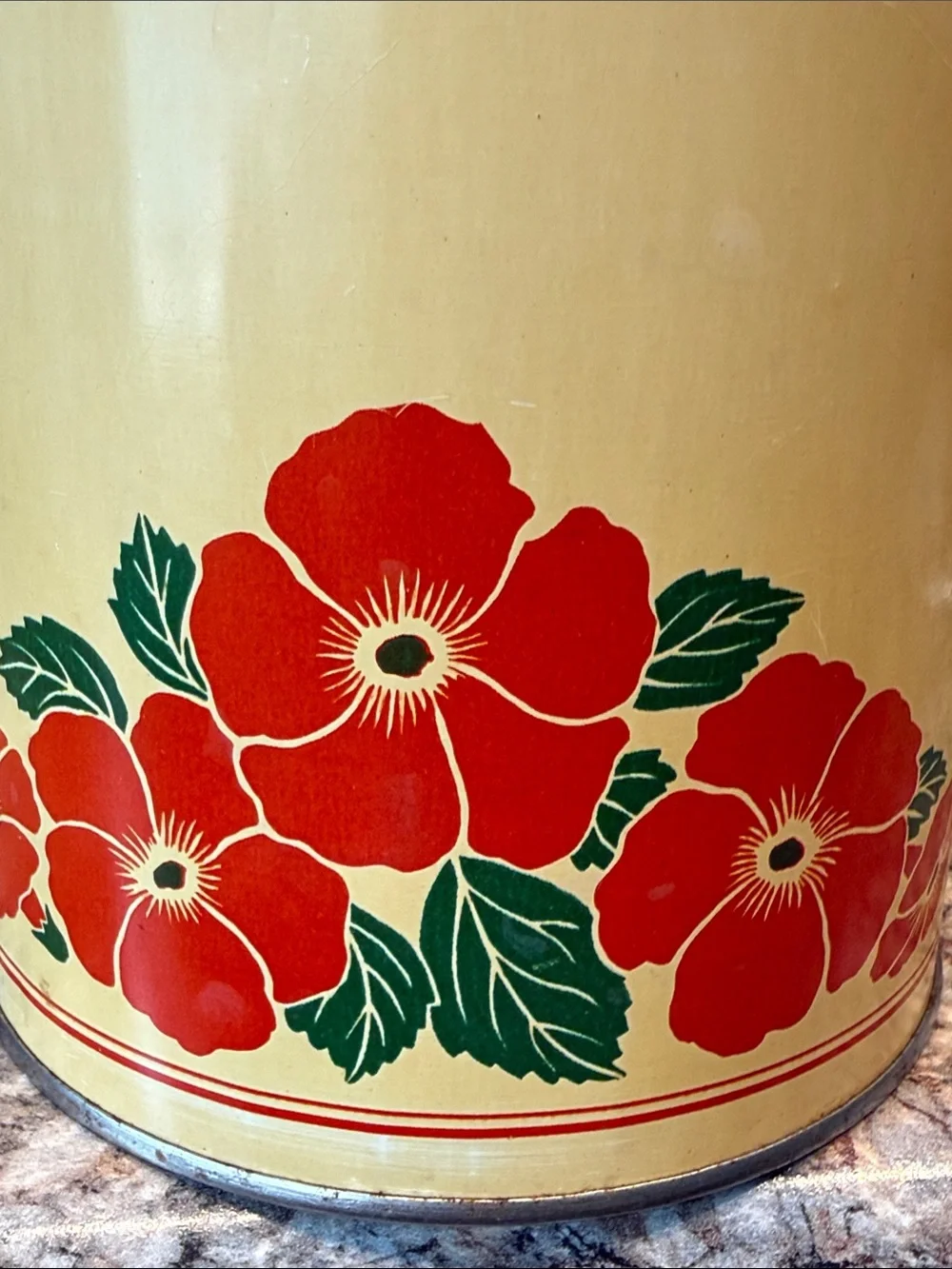 Vintage Decoware Floral Red & Cream Canister Set